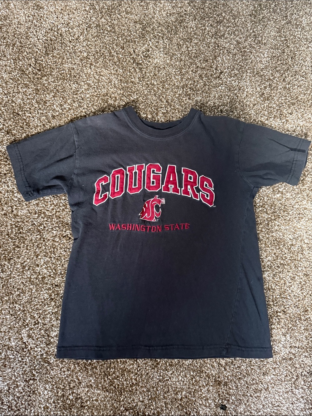 Washington State Cougars Kids Black T-Shirt with Red Logo